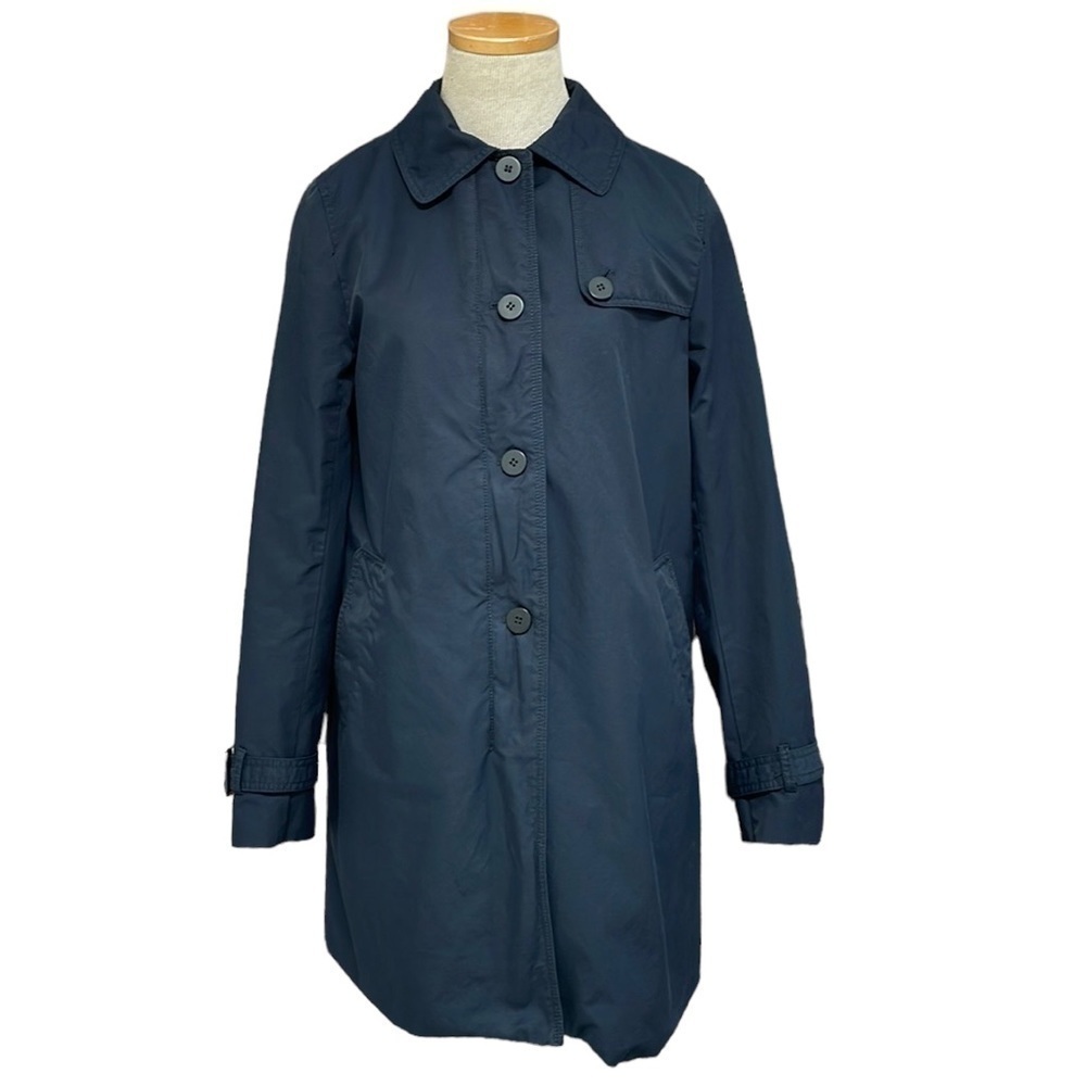 Zara Basic Outerwear Collection Trench Coat Jacket Button Front Blue Small S